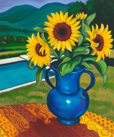 Акварельные натюрморты с подсолнухами