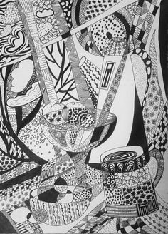 Декоративный натюрморт чёрно белое