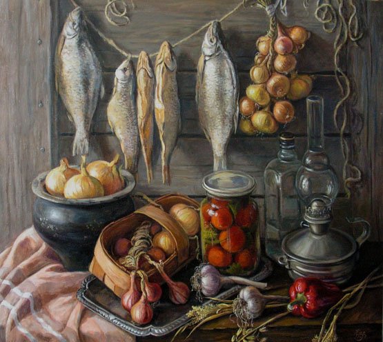 Елена Шумакова художник натюрморты с селедкой