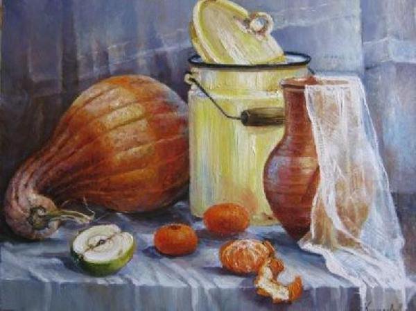 Натюрморт с бидоном живопись