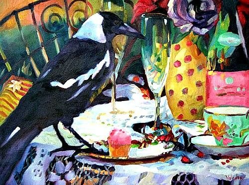 Декоративный натюрморт с птицей