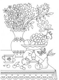 Ваза с фруктами для раскрашивания