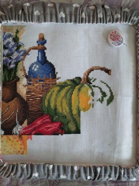 Натюрморт с тыквой вышивка