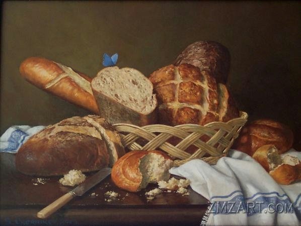 Живопись самовар на столе