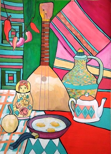 Натюрморт с балалайкой живопись