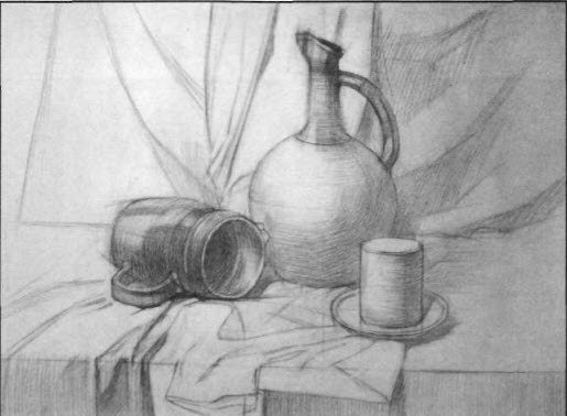 Тематический натюрморт карандашом