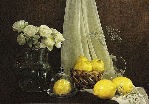 Интересный натюрморт с лимонами