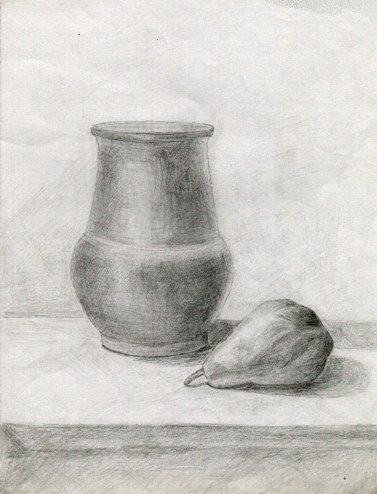 Натюрморт два предмета карандашом