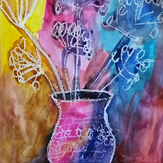 Восковые мелки и акварель