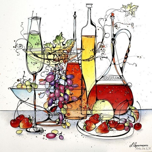 Малина скетч маркерами