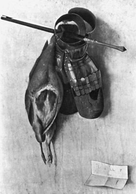 Якопо де Барбари натюрморт с куропаткой и железными перчатками