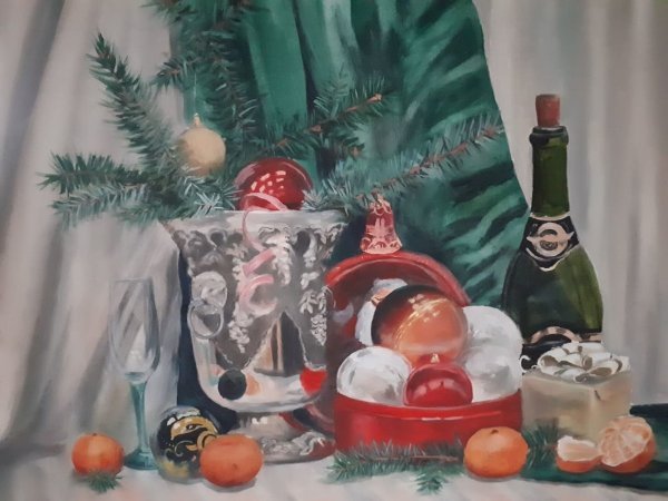 Натюрморт с новогодними игрушками