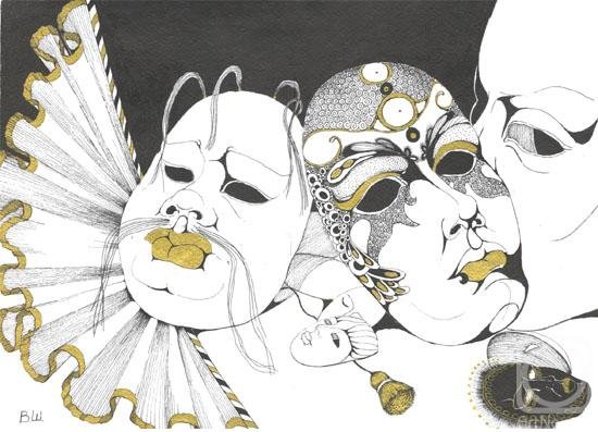 Театральные маски Графика