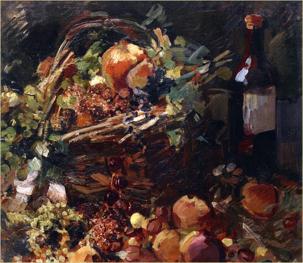 Константин Коровин рыбы вино и фрукты 1916