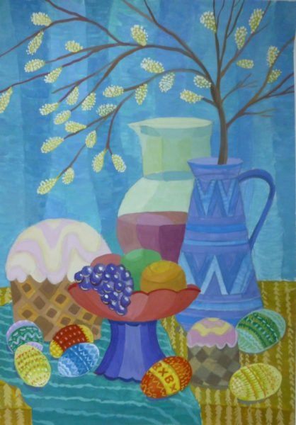 Декоративный зимний натюрморт гуашью (46 фото)