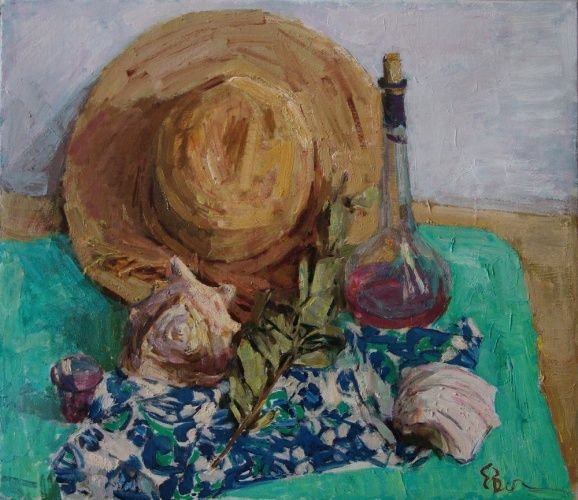Васнецов Юрий Алексеевич натюрморт со шляпой и бутылкой