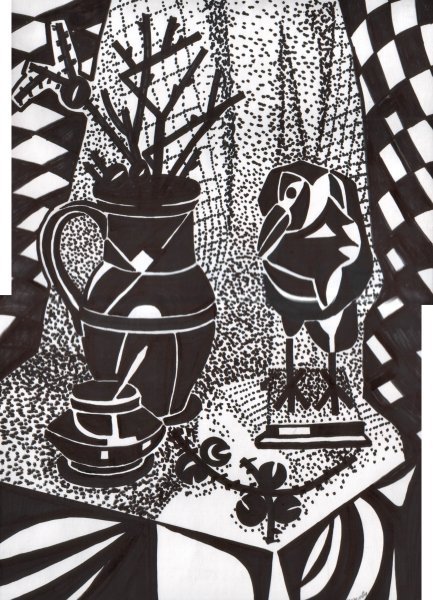 Этюд фруктов гризайль