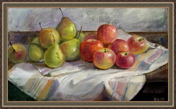 Этюд маслом яблоки