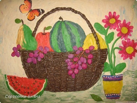 Овощи и фрукты рисование пластилином