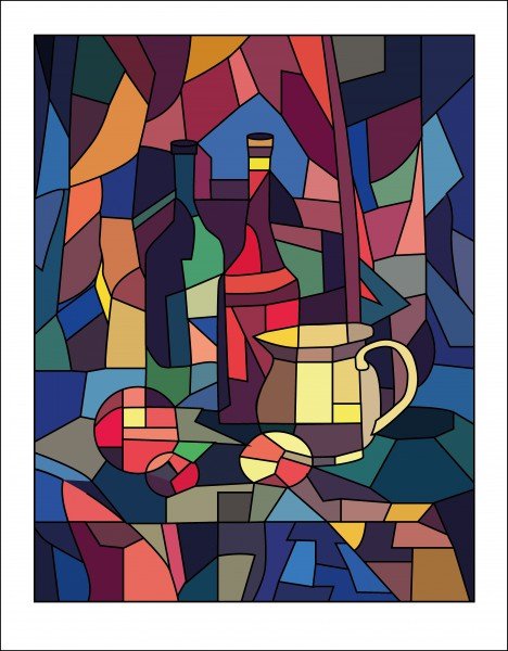 Стилизованный натюрморт живопись кубизм