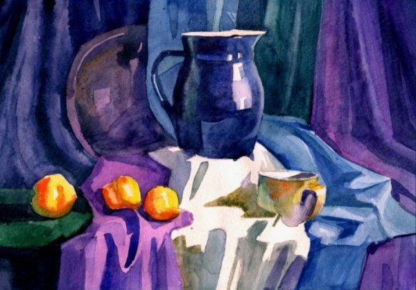 Ваза с цветами гуашью