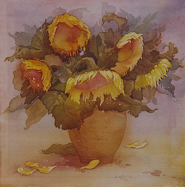 Батик натюрморт в теплых цветах