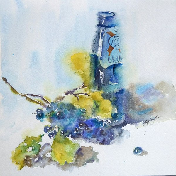 Акварель по сырому натюрморт