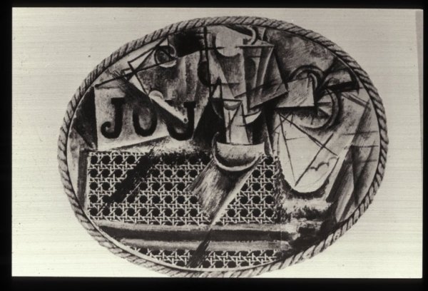 Пабло Пикассо натюрморт с плетёным стулом (1912)