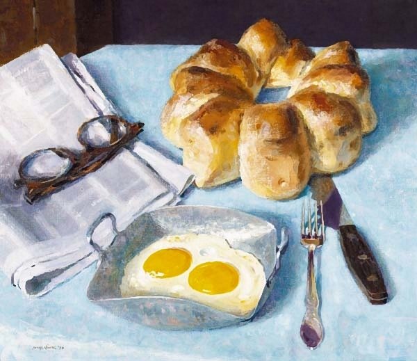 Натюрморт завтрак с яичницей