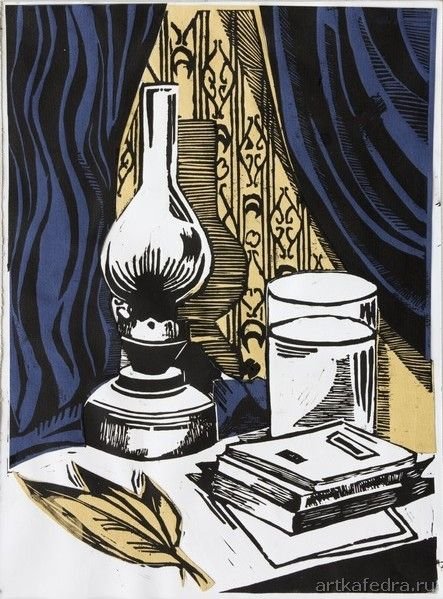 Эстамп линогравюра натюрморт