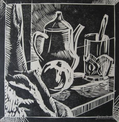 Линогравюра натюрморт 20 век