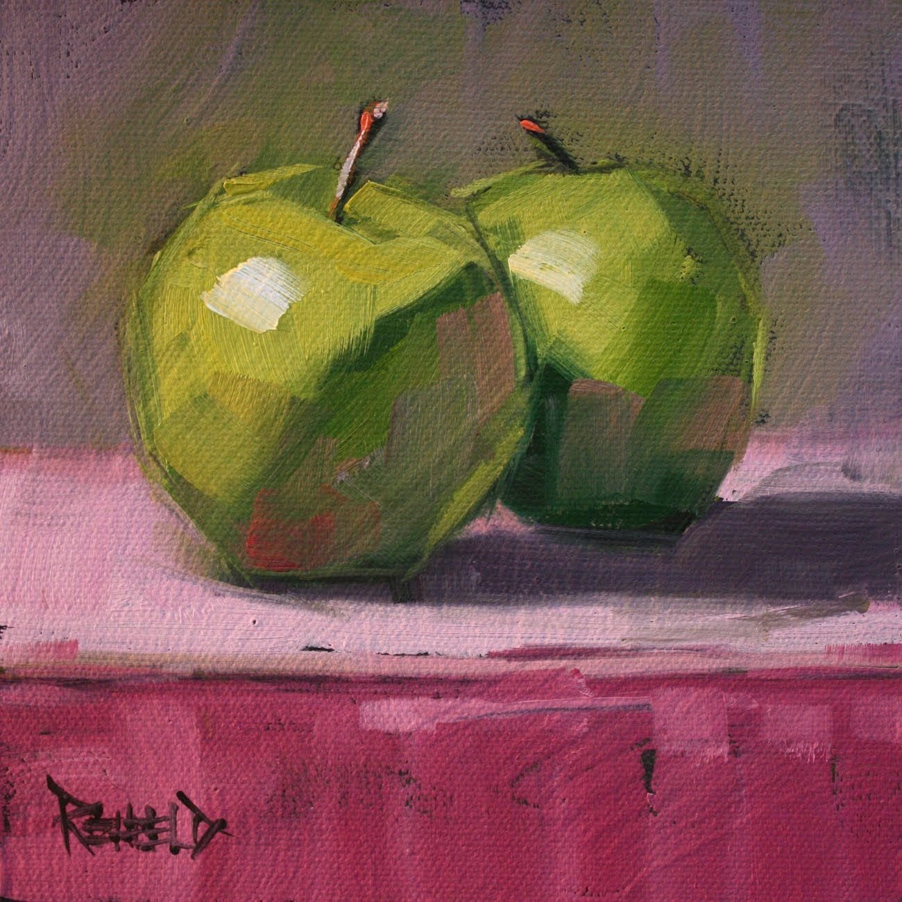 Натюрморт с яблоками гуашью