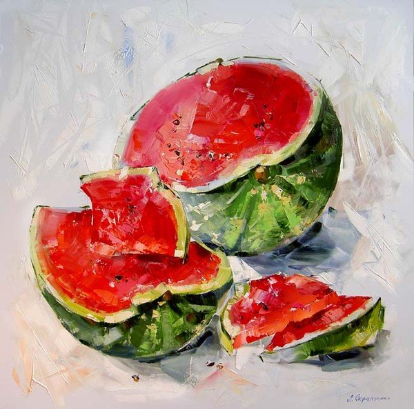 Этюды пленэр акварель Арбуз