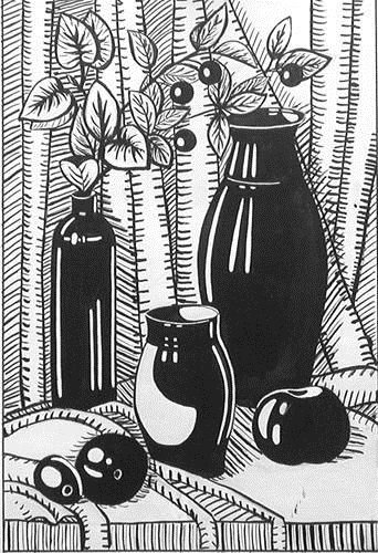 Декоративный натюрморт в графике