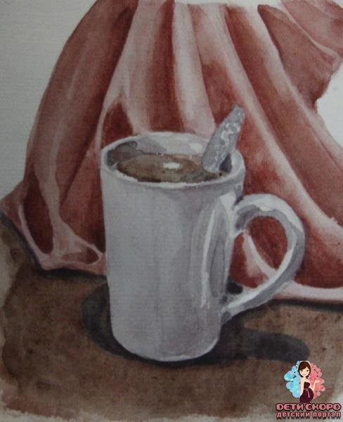 Натюрморт со складками акварелью