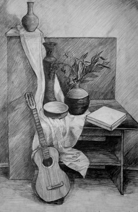 Гитара карандашный рисунок