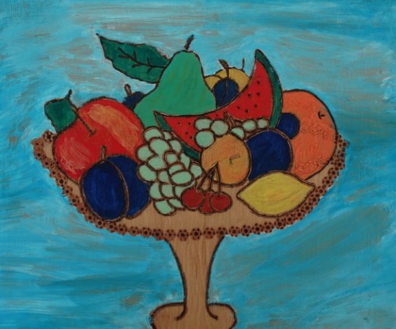 Рисование ваза с фруктами