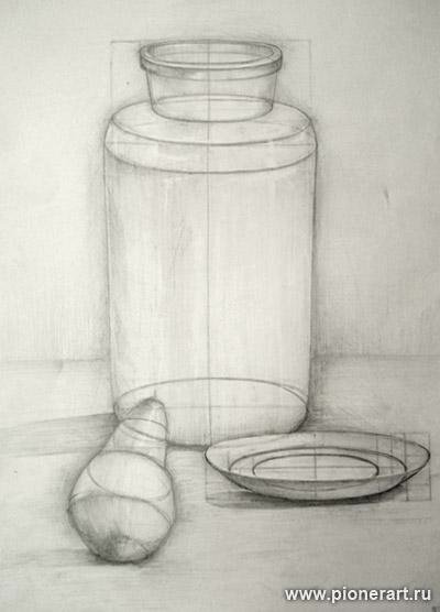 Конструктивный натюрморт карандашом