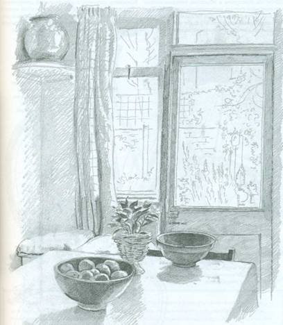 Натюрморт в интерьере зарисовки