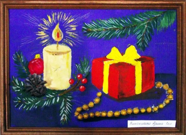 Новогодний натюрморт гуашью