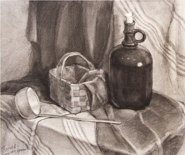 Натюрморт сангиной и углем