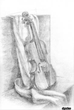 Натюрморт музыкальные инструменты карандашом