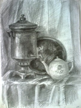 Самовар натюрморт карандашом (45 фото)