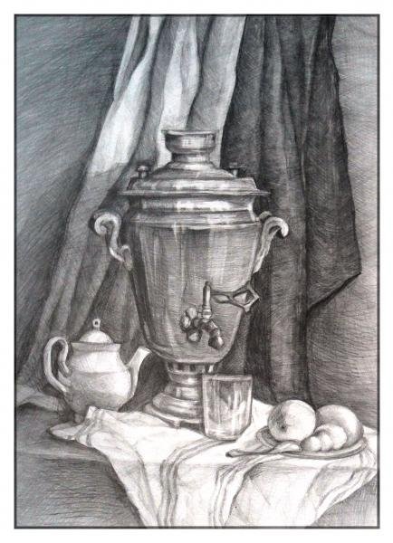 Акварельные натюрморты с посудой