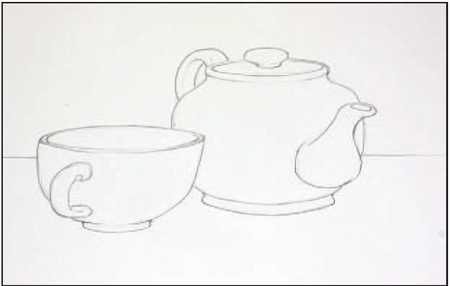 Этапы рисования чайника