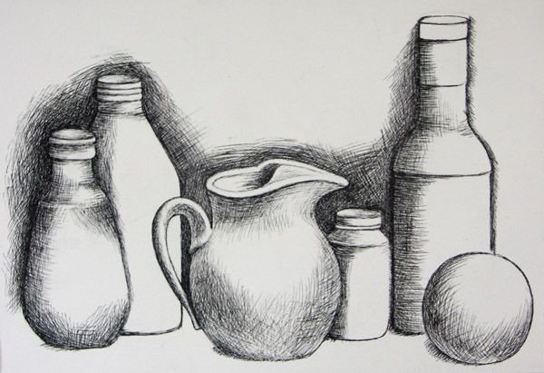 Графический натюрморт карандашом