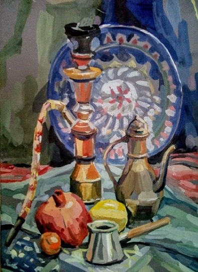 Восточный натюрморт гуашью