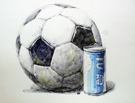 Футбольный мяч акварель