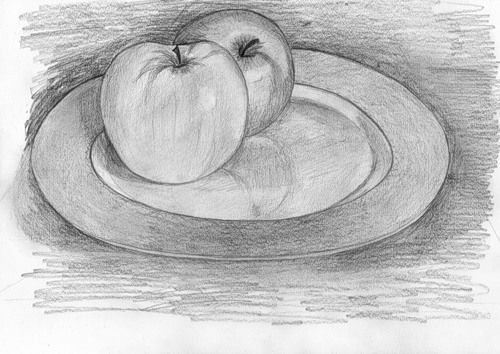 Натюрморт яблоки в корзине карандашом (44 фото)