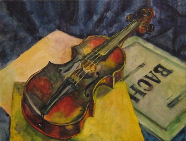 Натюрморт со скрипкой карандашом